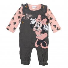 GX493: Baby Girls Minnie Mouse Dungaree & Top Outfit (0-18 Months)